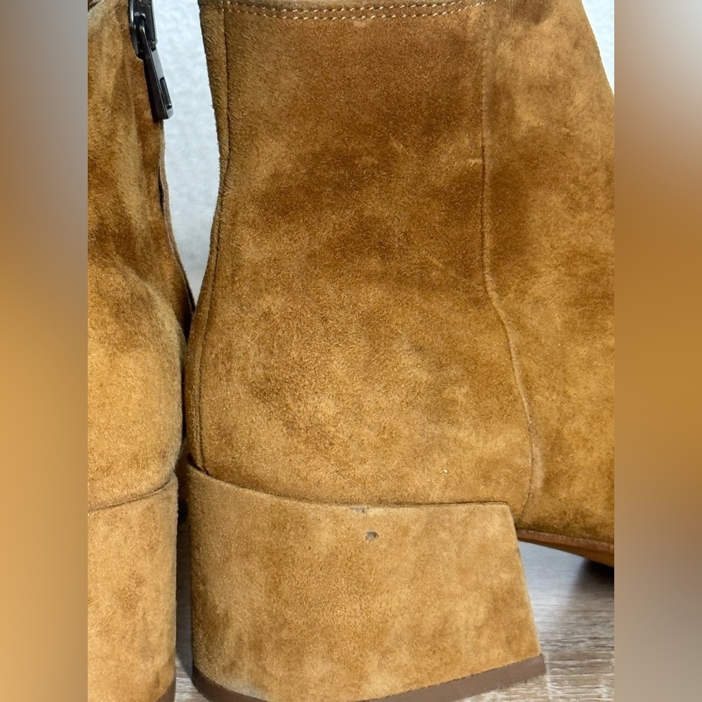 Vince Ostend Cedar Suede Ankle Boots Size 7 Block Heel - Picture 12 of 14